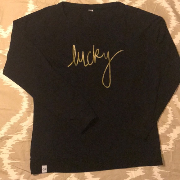 • lightweight black “lucky” sweatshirt • - Picture 1 of 3